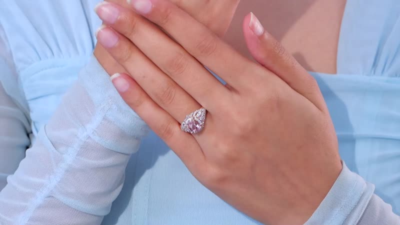 Premium Pink Morganite, Multi Gemstone Ring in 18K Vermeil RG Over Sterling Silver (Size 8.0) 1.30 ctw