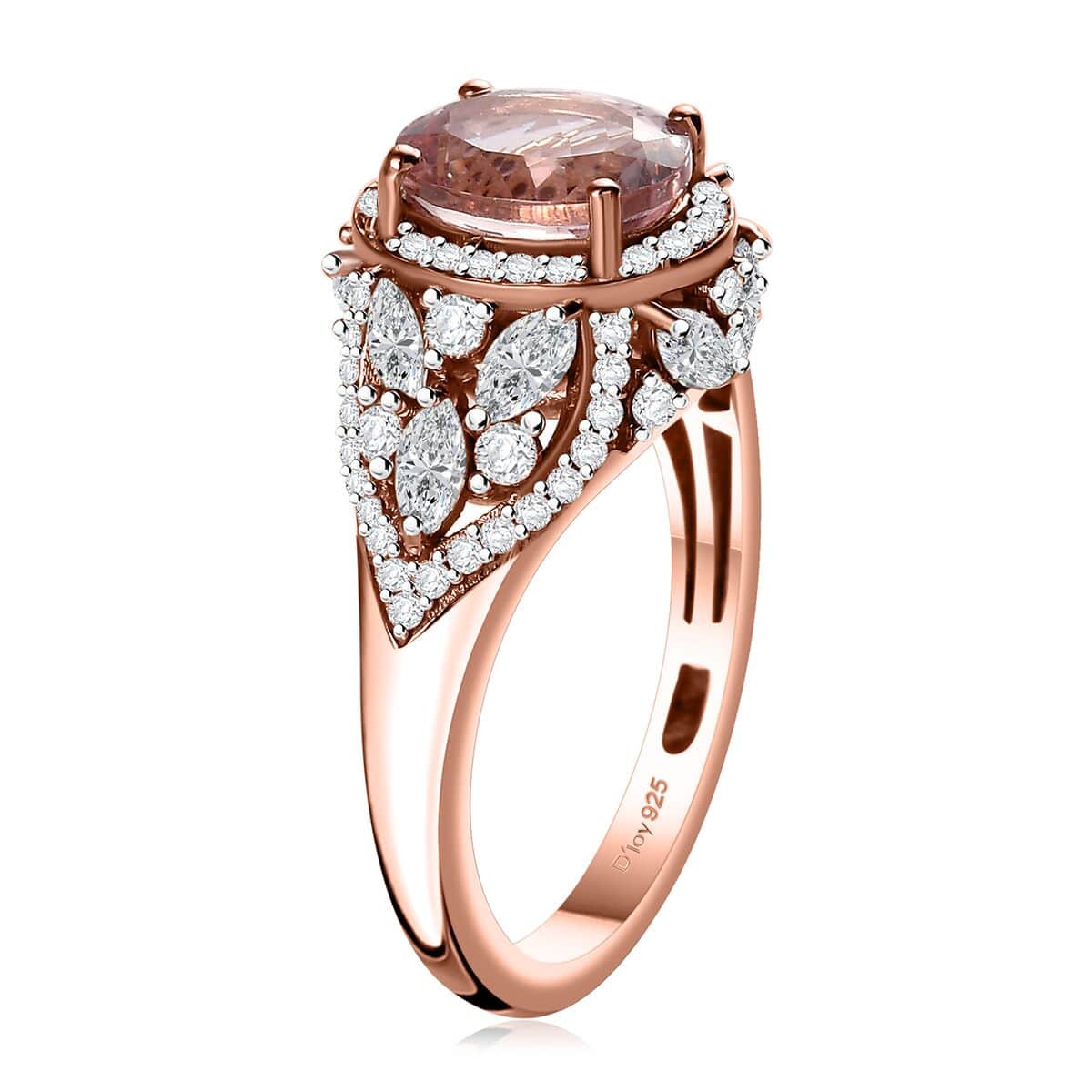 Premium Pink Morganite, Multi Gemstone Ring in 18K Vermeil RG Over Sterling Silver (Size 8.0) 1.30 ctw image number 3