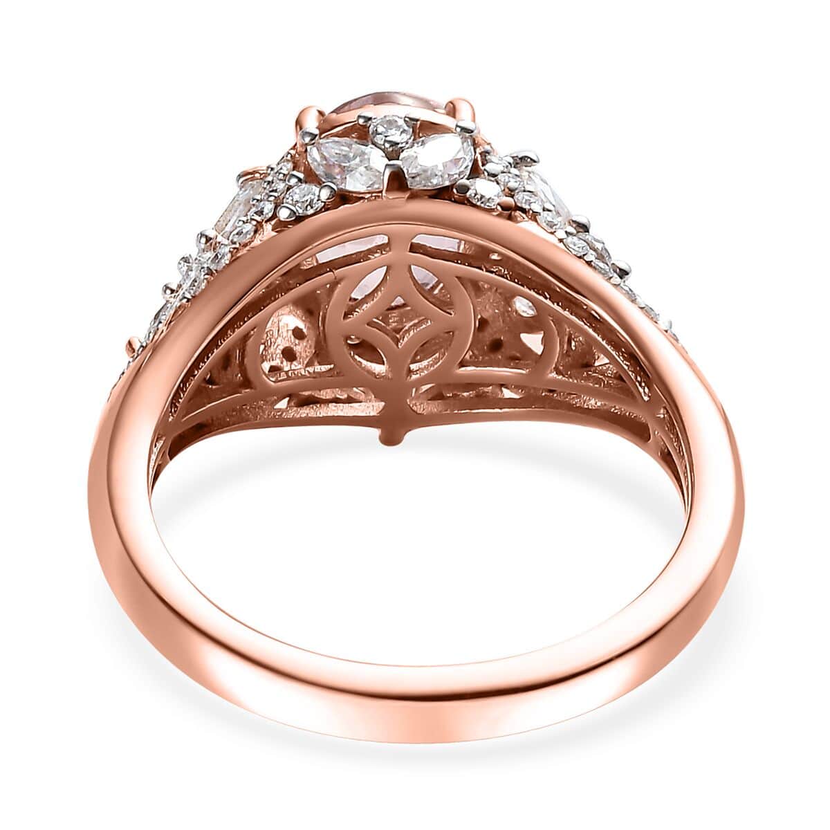 Premium Pink Morganite and Moissanite Ring in 18K Vermeil Rose Gold Over Sterling Silver (Size 6.0) 2.60 ctw image number 4