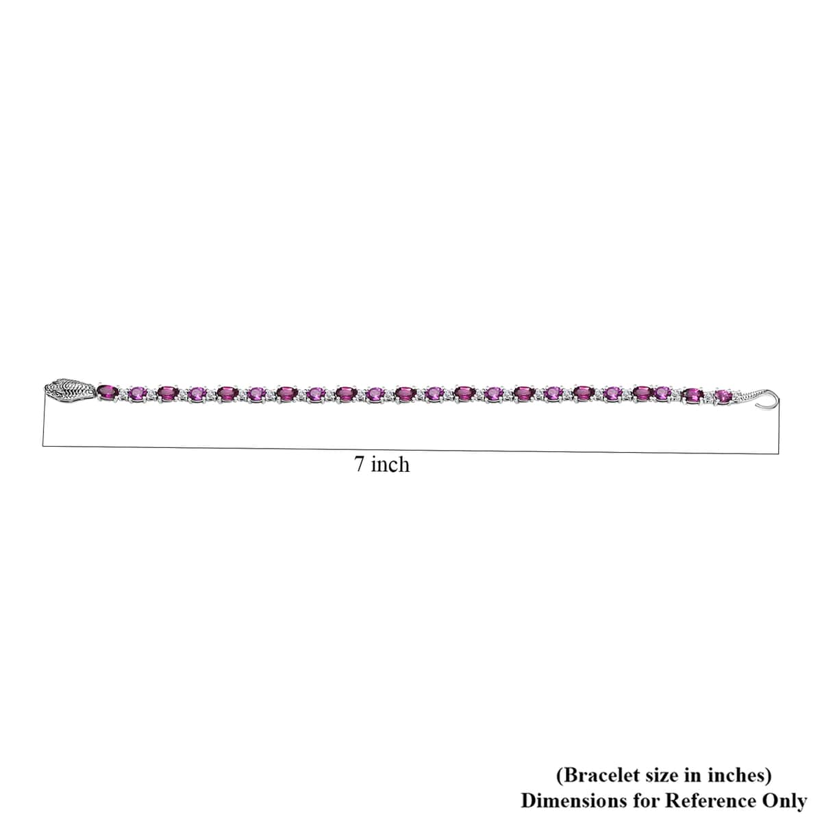 Radiant Ember Garnet and Moissanite Tennis Bracelet in Rhodium Over Sterling Silver (6.50 In) 6.40 ctw image number 4