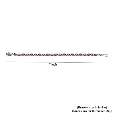 D'Joy Radiant Ember Garnet and Moissanite Serpent Bracelet in Rhodium Over Sterling Silver (6.50 In) 6.40 ctw