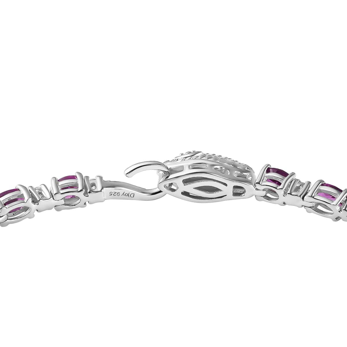 Radiant Ember Garnet and Moissanite Serpent Bracelet in Rhodium Over Sterling Silver (7.25 In) 7.00 ctw image number 3