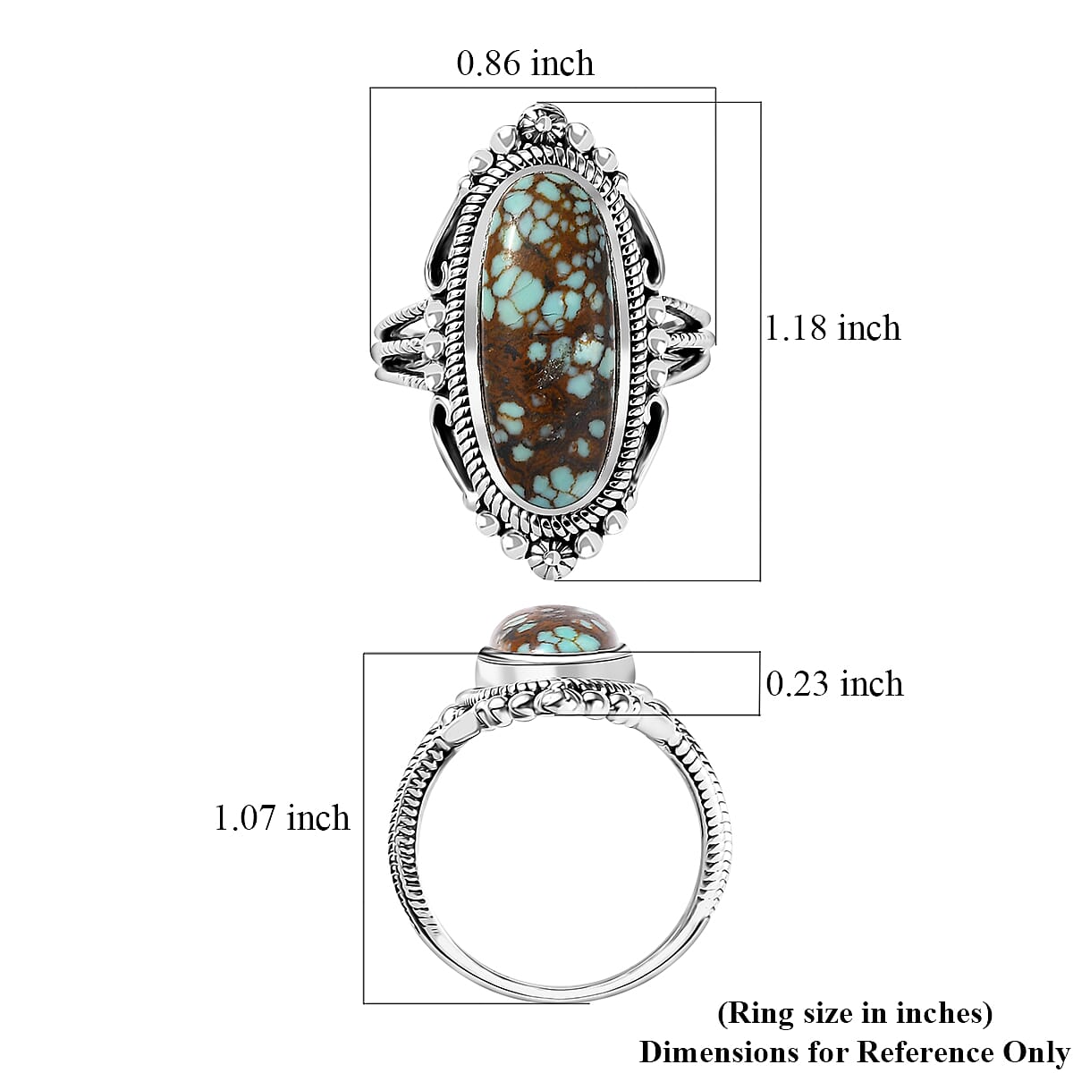 Artisan Crafted Blue Horizon Turquoise 4.85 ctw Ring in Sterling Silver (Size 6.0) image number 5