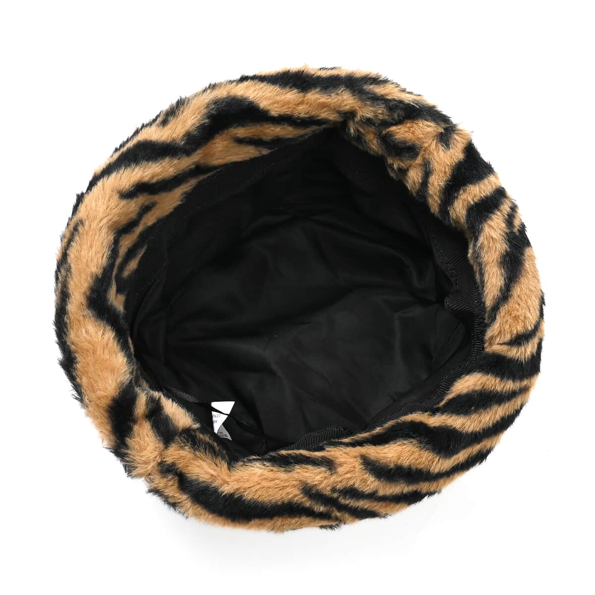 Doorbuster Brown Zebra Pattern Faux Fur Set of Bucket Hat and Scarf image number 2