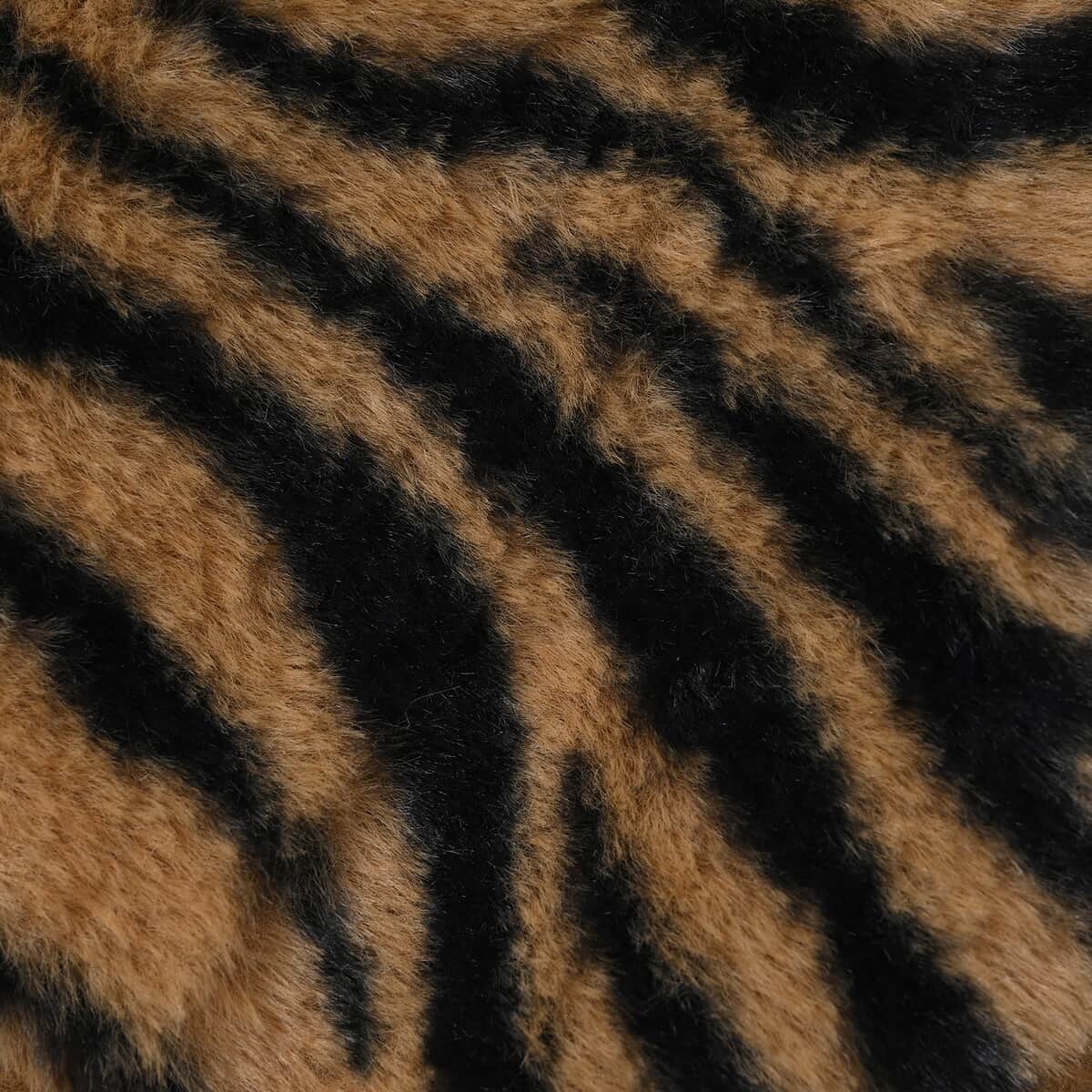 Doorbuster Brown Zebra Pattern Faux Fur Set of Bucket Hat and Scarf image number 3