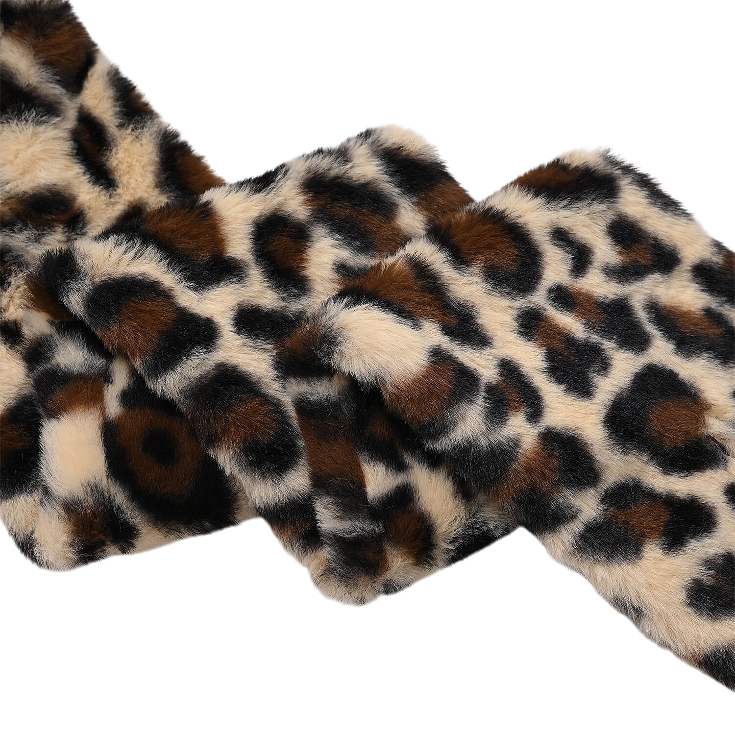 Brown Zebra Pattern Faux Fur Set of Bucket Hat (23") and Scarf (34"x5")