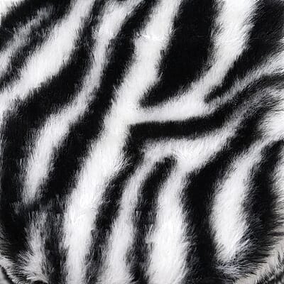 Tamsy White Zebra Pattern Faux Fur Set of Bucket Hat and Scarf