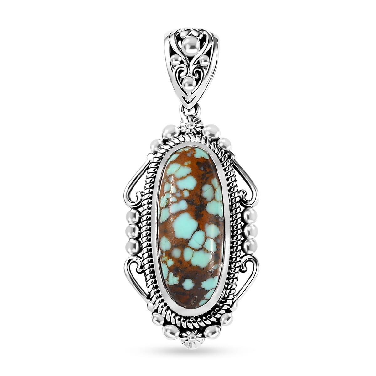 Artisan Crafted Blue Horizon Turquoise Solitaire Pendant without Chain in Sterling Silver 5.00 ctw image number 0