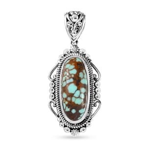 Artisan Crafted Blue Horizon Turquoise Solitaire Pendant without Chain in Sterling Silver 5.00 ctw