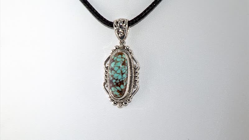 Artisan Crafted Blue Horizon Turquoise Solitaire Pendant without Chain in Sterling Silver 5.00 ctw
