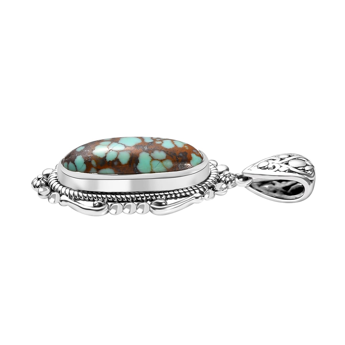 Artisan Crafted Blue Horizon Turquoise Solitaire Pendant without Chain in Sterling Silver 5.00 ctw image number 3