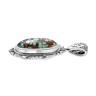 Artisan Crafted Blue Horizon Turquoise Solitaire Pendant without Chain in Sterling Silver 5.00 ctw