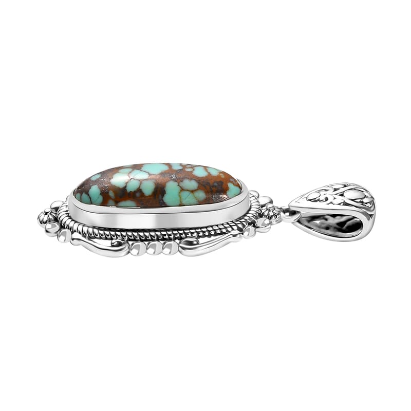 Artisan Crafted Blue Horizon Turquoise Solitaire Pendant without Chain in Sterling Silver 5.00 ctw