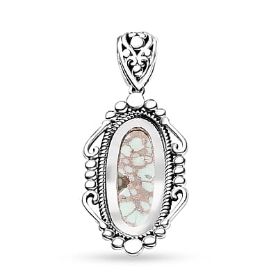 Artisan Crafted Blue Horizon Turquoise Solitaire Pendant without Chain in Sterling Silver 5.00 ctw