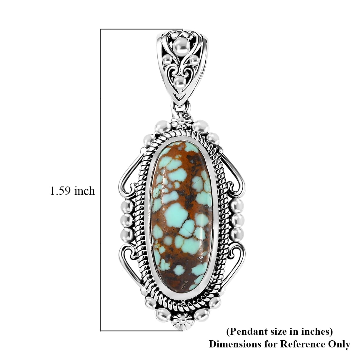 Artisan Crafted Blue Horizon Turquoise Solitaire Pendant without Chain in Sterling Silver 5.00 ctw image number 5