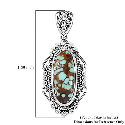 Artisan Crafted Blue Horizon Turquoise Solitaire Pendant without Chain in Sterling Silver 5.00 ctw