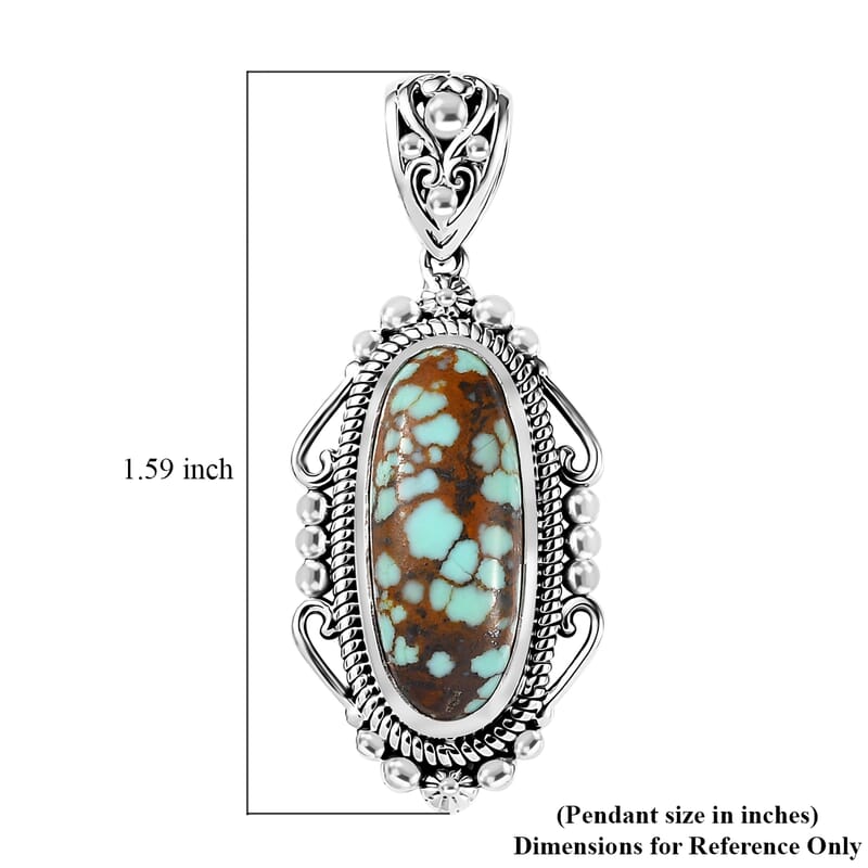 Artisan Crafted Blue Horizon Turquoise Solitaire Pendant without Chain in Sterling Silver 5.00 ctw