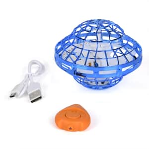 Blue Rechargeable UFO Aircraft Toy with Gyro and Light (3.7V, 120MAH LI-POLY USB Charger)