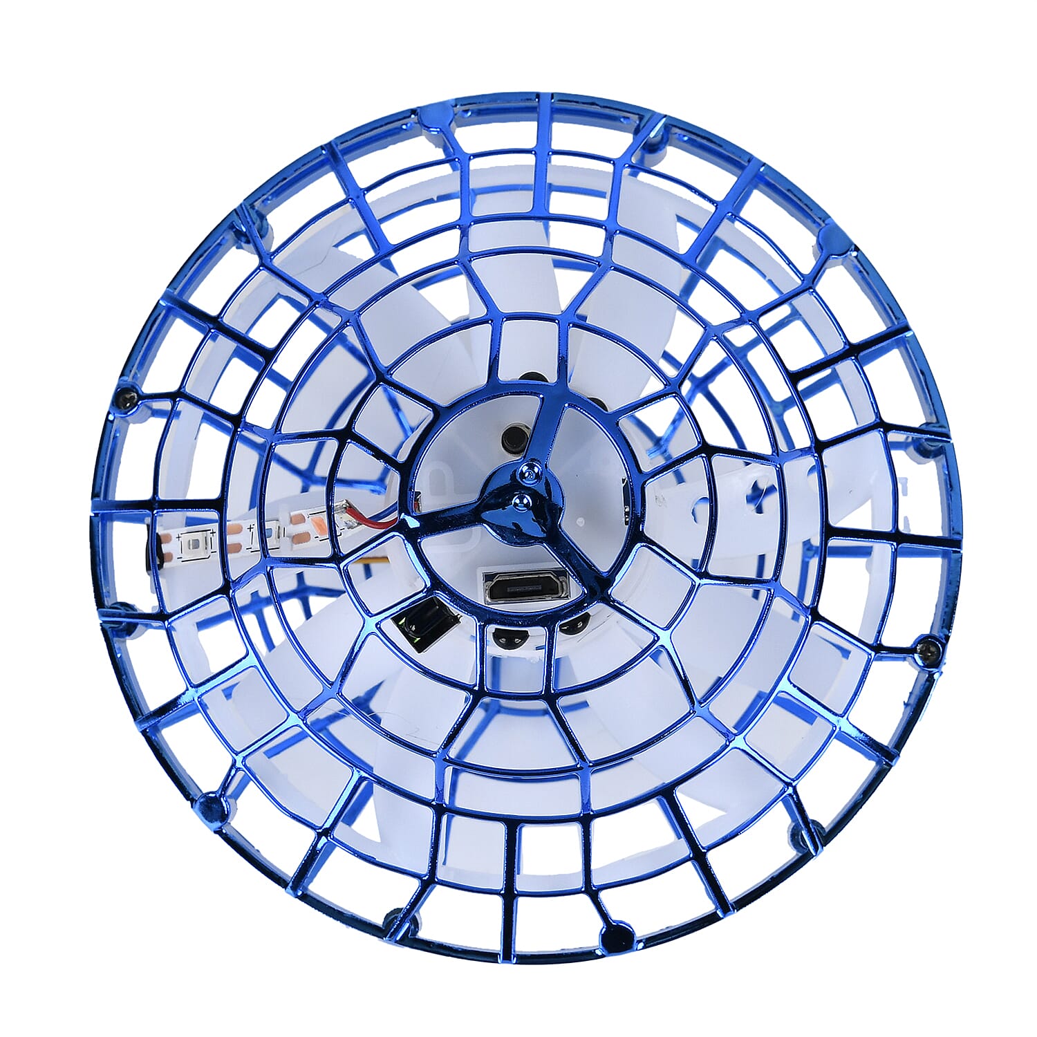 Blue Rechargeable UFO Aircraft Toy with Gyro and Light (3.7V, 120MAH LI-POLY USB Charger)