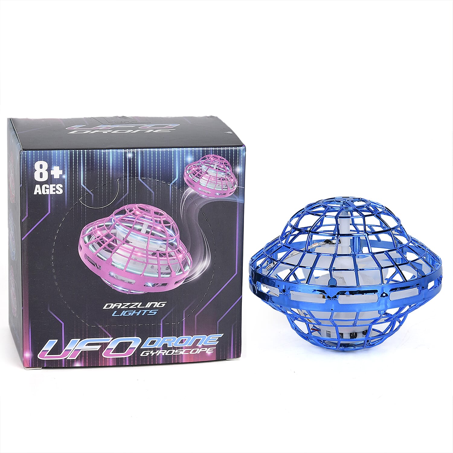 Blue Rechargeable UFO Aircraft Toy with Gyro and Light (3.7V, 120MAH LI-POLY USB Charger)