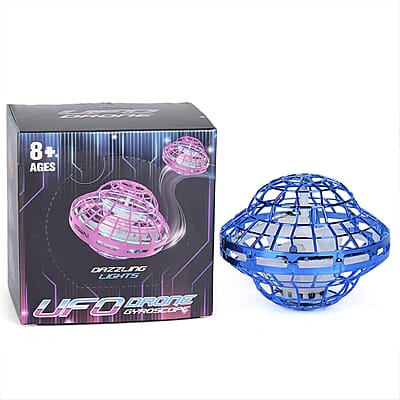 Blue Rechargeable UFO Aircraft Toy with Gyro and Light (3.7V, 120MAH LI-POLY USB Charger)