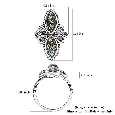 Artisan Crafted Blue Horizon Turquoise and White Buffalo 4.00 ctw Ring in Sterling Silver (Size 10.0)