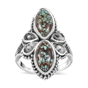 Artisan Crafted Blue Horizon Turquoise and White Buffalo 4.00 ctw Ring in Sterling Silver (Size 11.0)