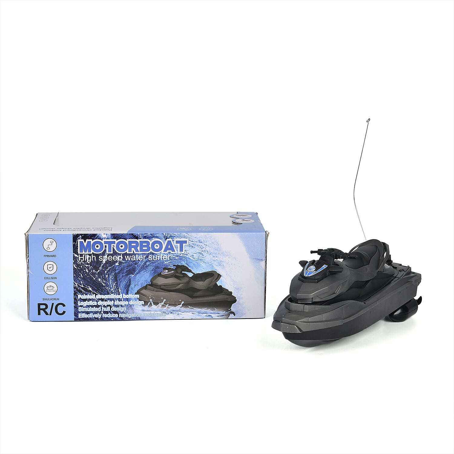 27MHZ 4 Channels R/C Boat Toy - Black (3AA Batteries Not Included)