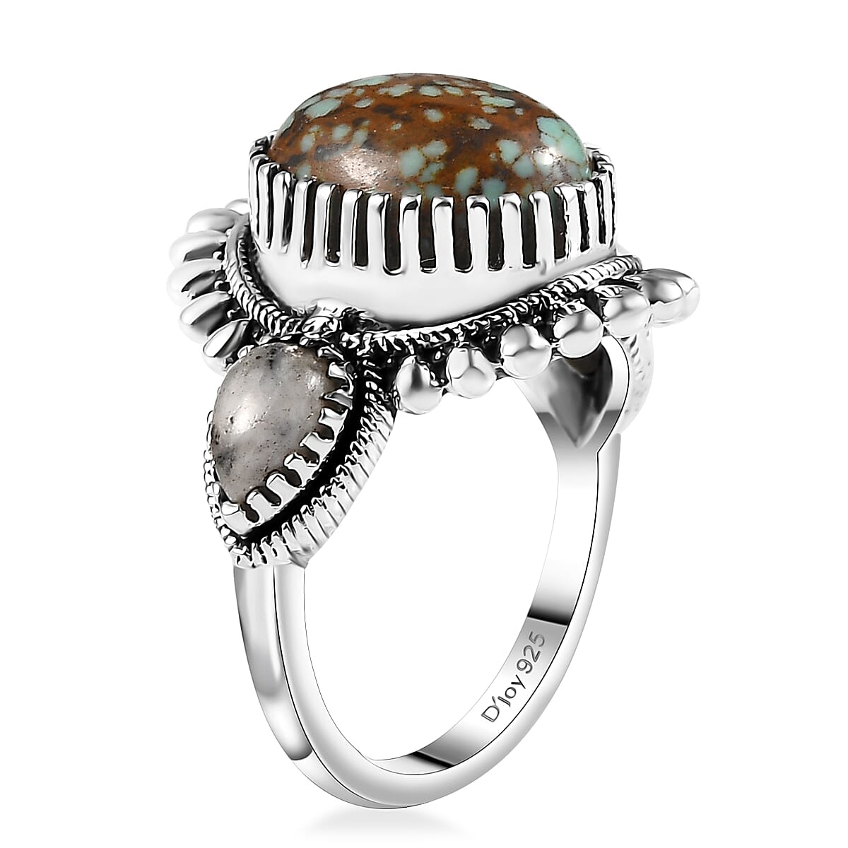 Artisan Crafted Blue Horizon Turquoise and White Buffalo 4.60 ctw Ring in Sterling Silver (Size 10.0)