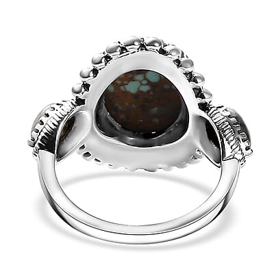Artisan Crafted Blue Horizon Turquoise and White Buffalo 4.60 ctw Ring in Sterling Silver (Size 10.0)