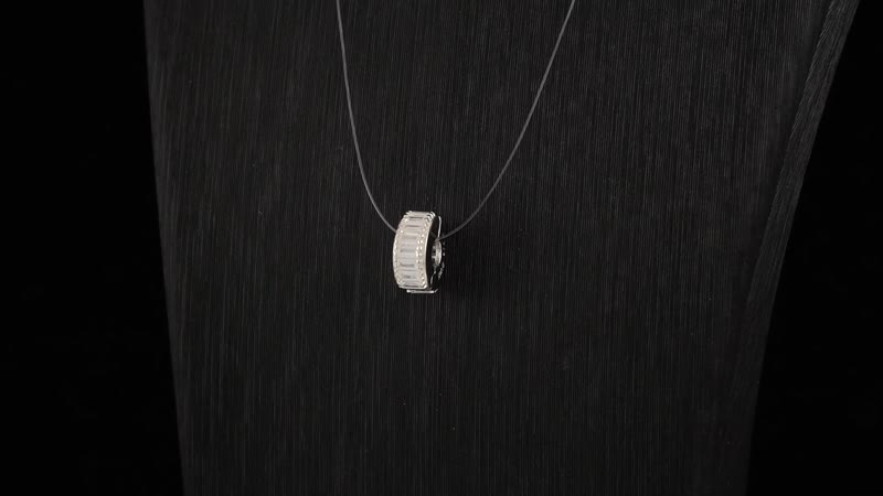 Simulated Diamond Lock Charm in Rhodium Over Sterling Silver 0.35 ctw