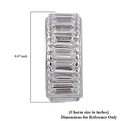 Simulated Diamond 0.35 ctw Lock Charm in Rhodium Over Sterling Silver