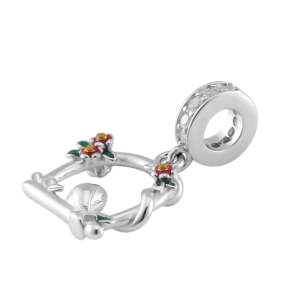 Simulated Diamond Home of The Bird Charm in Rhodium Over Sterling Silver 0.20 ctw image number 2