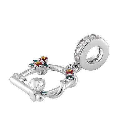 Simulated Diamond 0.20 ctw Home of The Bird Charm in Rhodium Over Sterling Silver