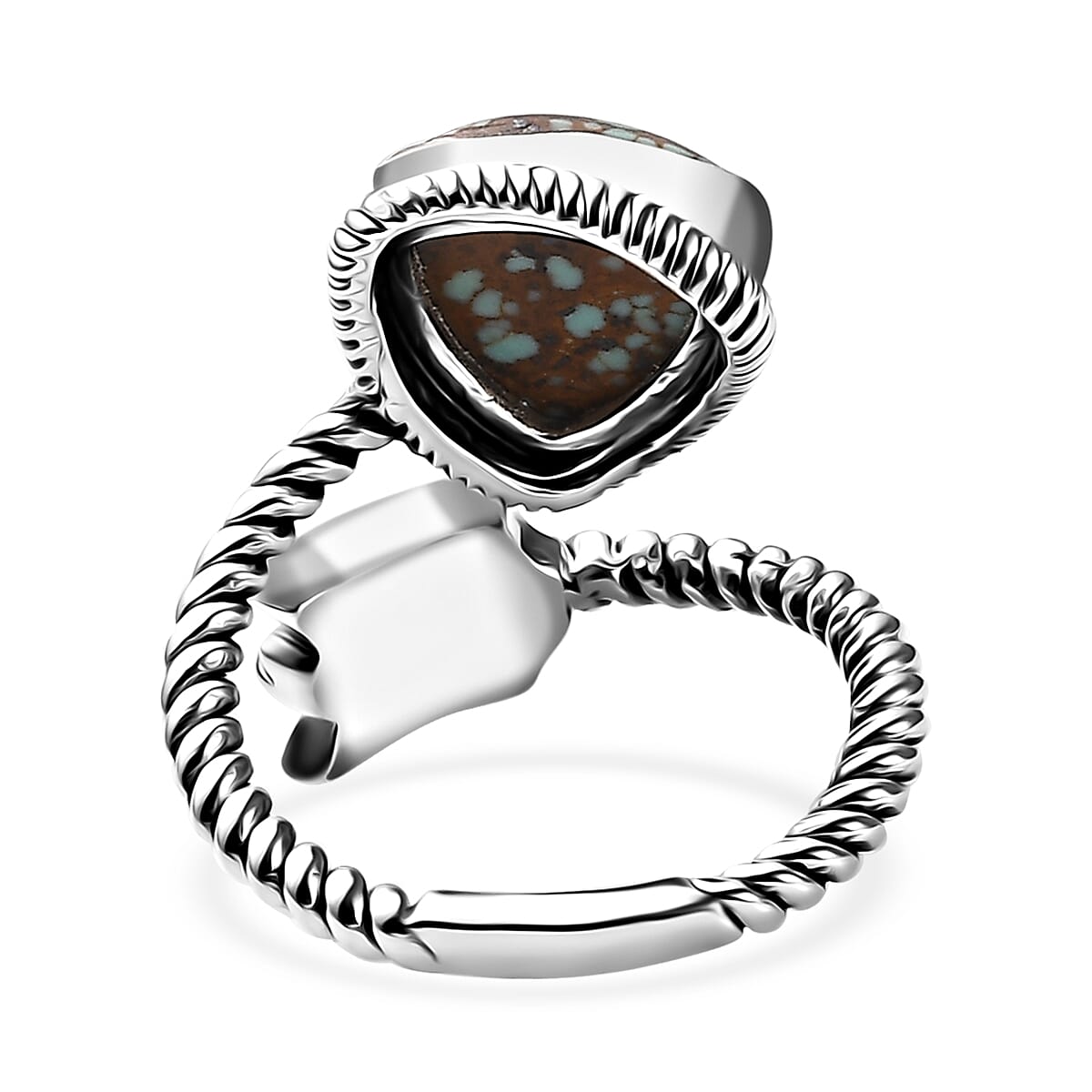 Artisan Crafted Blue Horizon Turquoise 3.00 ctw Bypass Ring in Sterling Silver image number 4