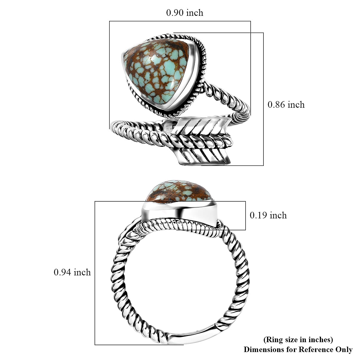 Artisan Crafted Blue Horizon Turquoise 3.00 ctw Bypass Ring in Sterling Silver image number 5