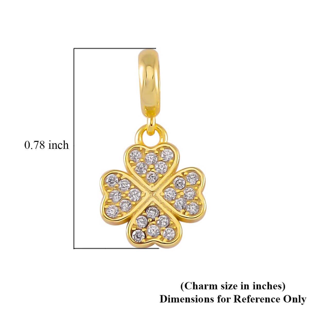 Simulated Diamond Four Leaf Flower Charm in 14K Yellow Gold Over Over Sterling Silver image number 4