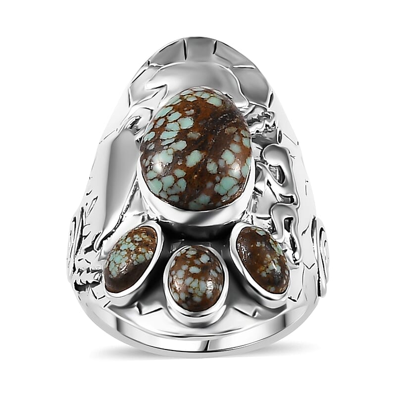Artisan Crafted Blue Horizon Turquoise 5.10 ctw Kokopelli Ring in Sterling Silver (Size 10.0)