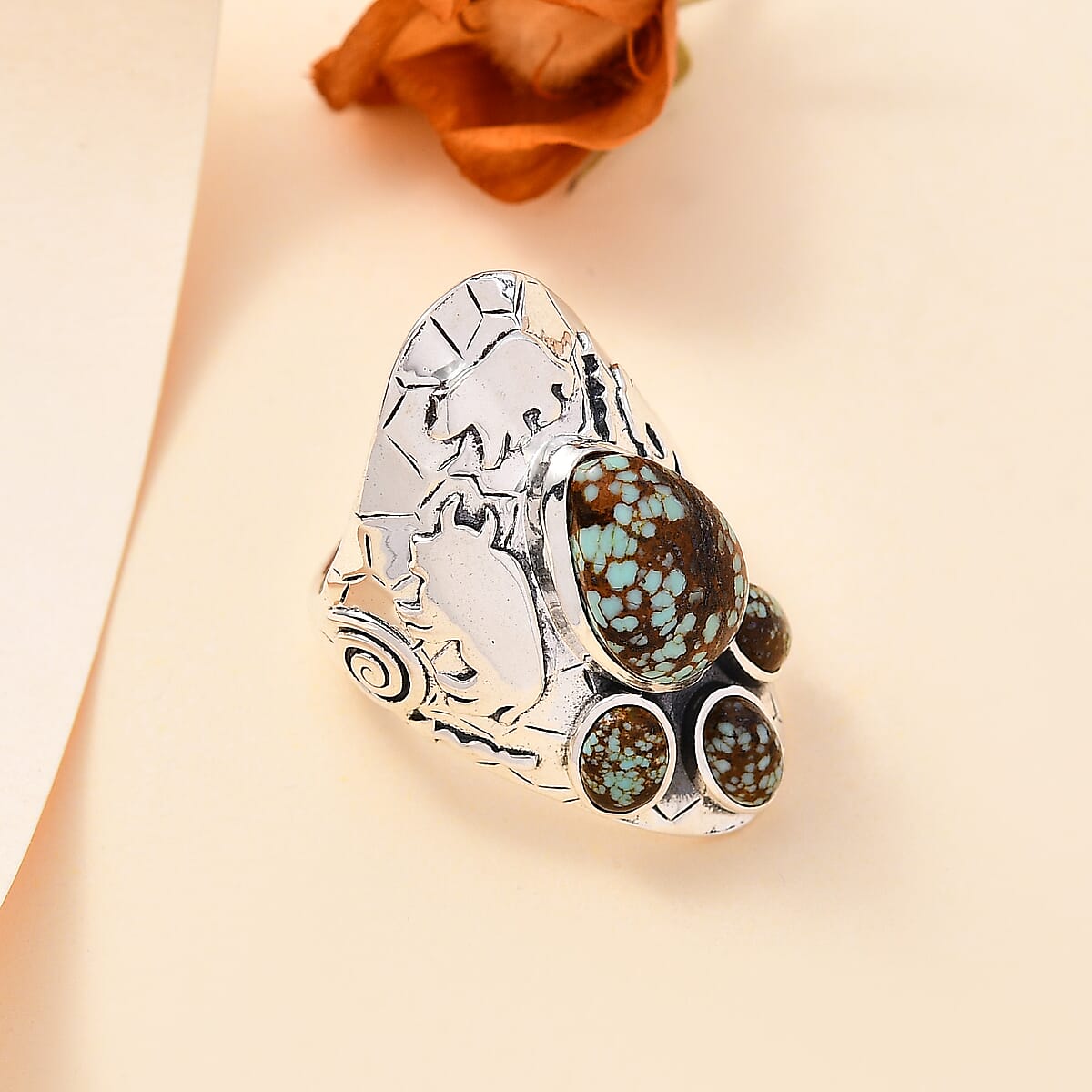  Artisan Crafted Blue Horizon Turquoise 5.10 ctw Ring in Sterling Silver image number 1