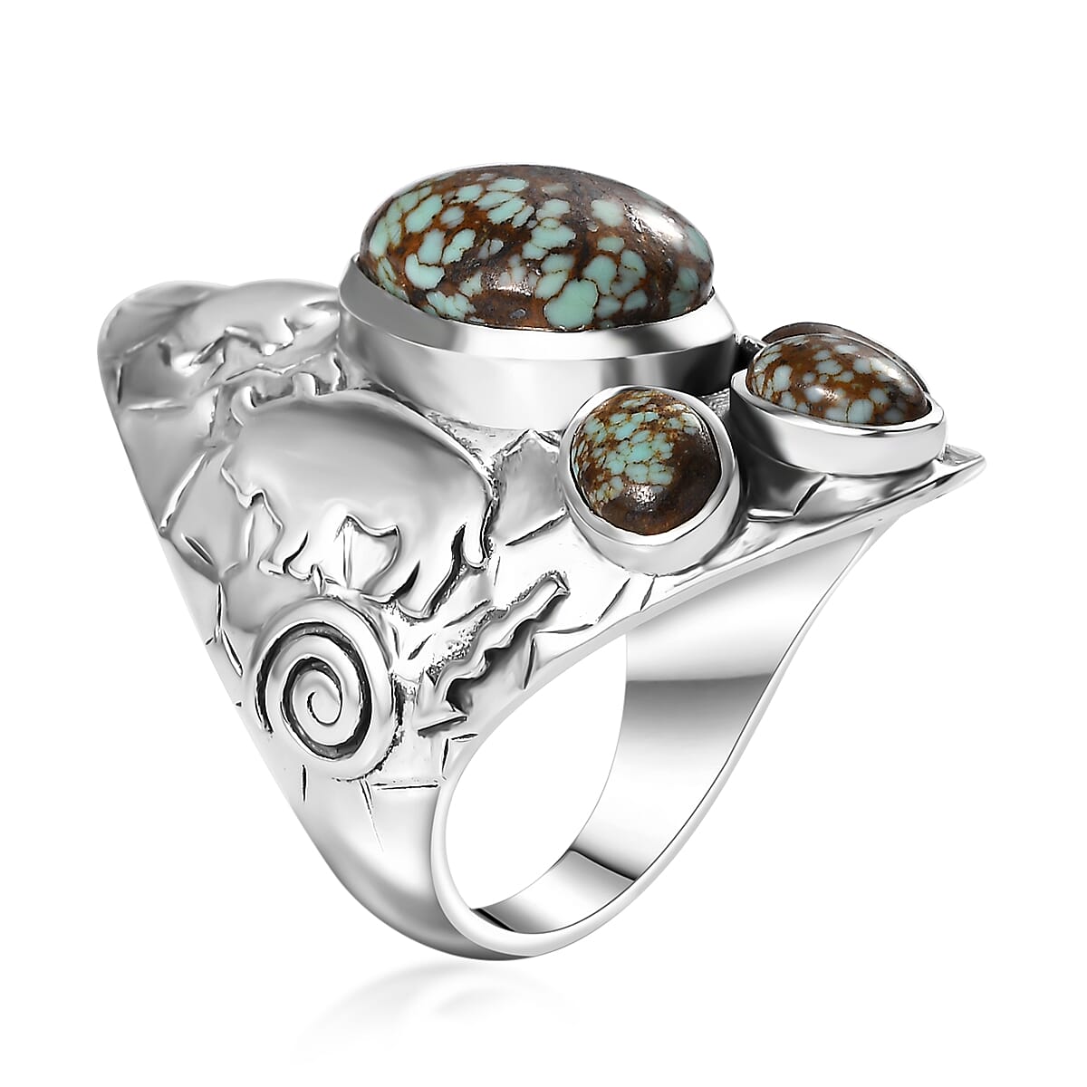  Artisan Crafted Blue Horizon Turquoise 5.10 ctw Ring in Sterling Silver image number 3