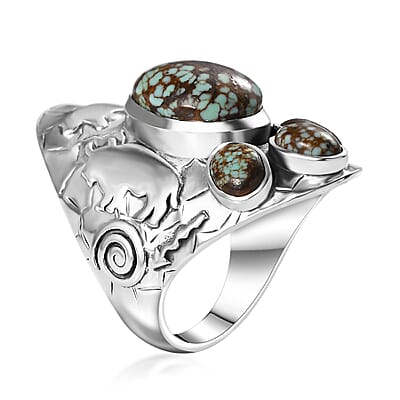 Artisan Crafted Blue Horizon Turquoise 5.10 ctw Kokopelli Ring in Sterling Silver (Size 10.0)
