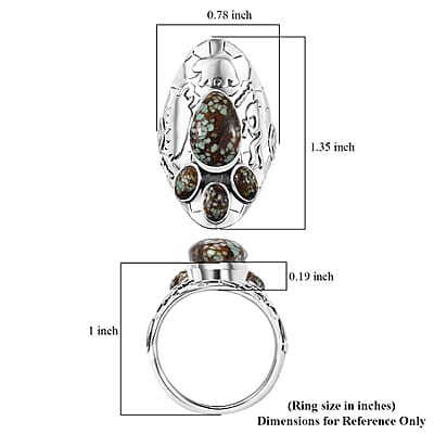 Artisan Crafted Blue Horizon Turquoise 5.10 ctw Kokopelli Ring in Sterling Silver (Size 10.0)