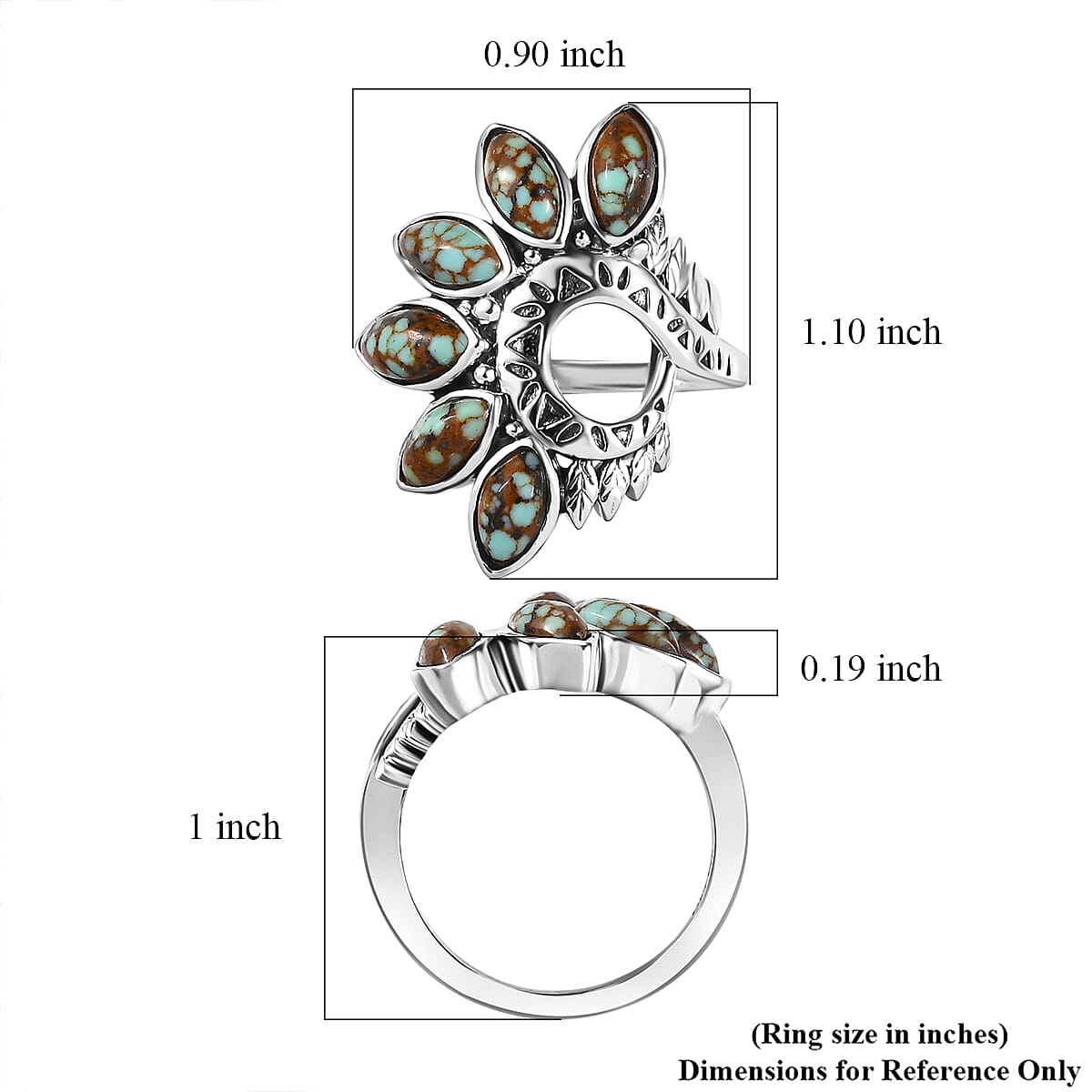 Artisan Crafted Blue Horizon Turquoise 2.40 ctw Ring in Sterling Silver (Size 7.0) image number 5