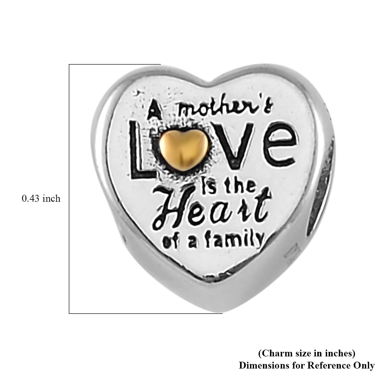 Love Heart Charm in 14K Yellow Gold Over Sterling Silver 2 Grams