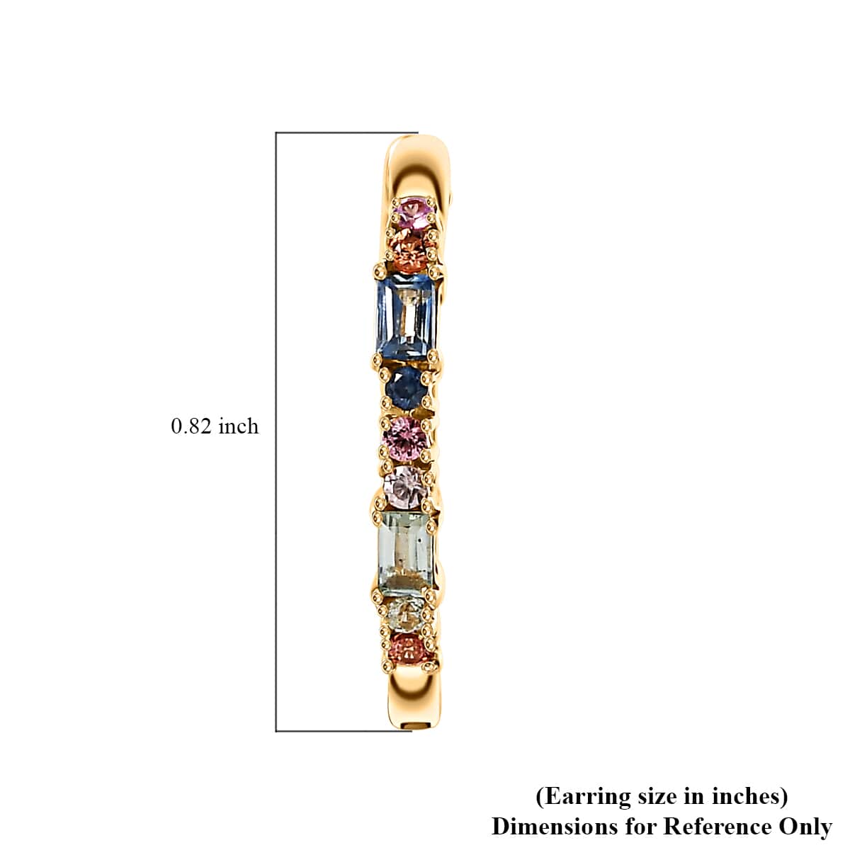 Multi Sapphire 0.65 ctw Art Deco Hoop Earrings in 18K Vermeil Yellow Gold Over Sterling Silver image number 4