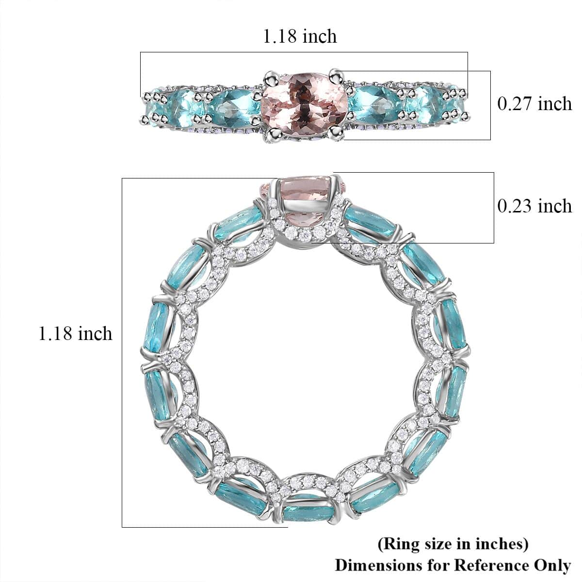 Premium Pink Morganite and Multi Gemstone Eternity Band Ring in Rhodium Over Sterling Silver 4.00 ctw image number 5