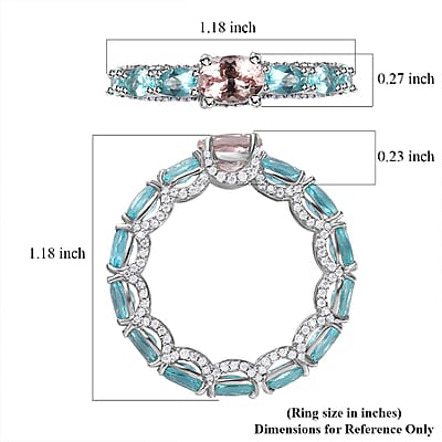 Premium Pink Morganite and Multi Gemstone Eternity Band Ring in Rhodium Over Sterling Silver (Size 6.0) 4.00 ctw