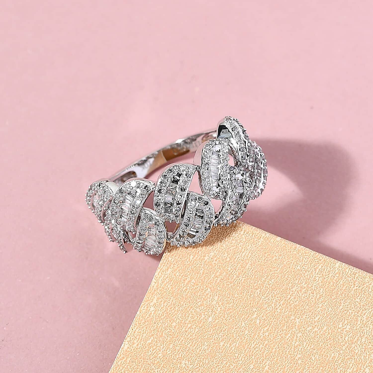 Luxoro 10K White Gold G-H I3 Diamond Fancy Ring (Size 9.5) 4.50 Grams 1.00 ctw