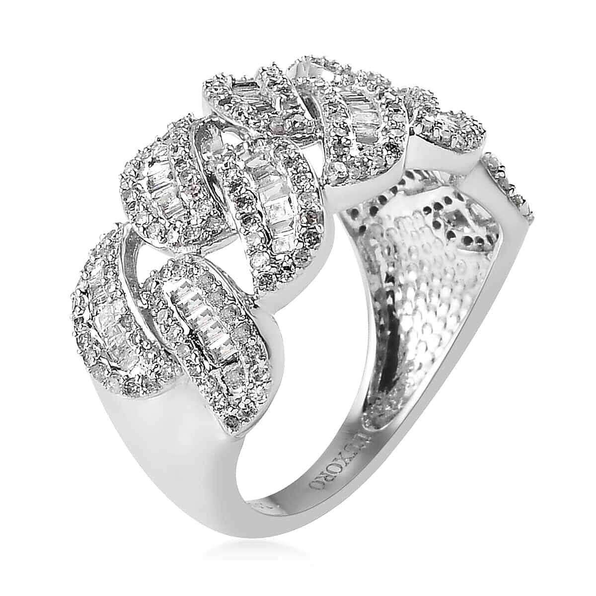 Luxoro 10K White Gold G-H I3 Diamond Fancy Ring (Size 9.5) 4.50 Grams 1.00 ctw