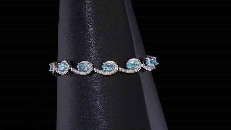 Doorbuster Premium Betroka Paraiba Apatite, Moissanite Bracelet in Rhodium Over Sterling Silver (6.50 In) 6.75 ctw
